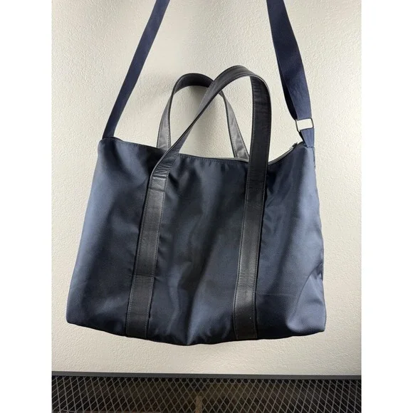 LARGE Jimmy Choo Parfums Luxury Bag Navy Nylon Leather Trim Shoulder Travel Tote - Picture 7 of 16
